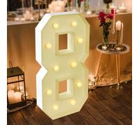 Chiffre Lumineux Geant Lettres Lumineuses à LED Lampe Numéros Lumineux LED Lights Décoration 2000-3000K,Pour fête d'anniversaire, anniversaire, décoration de mariage (8)