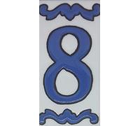 Chiffres de maison en céramique, lettres et cadres, motif espagnol bleu, dimensions : 10 cm H x 5 cm, taille du cadre : 2 à 13 carreaux (numéro 8)