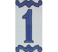 Chiffres de maison en céramique, lettres et cadres, motif espagnol bleu, dimensions : 10 cm H x 5 cm, taille du cadre : 2 à 13 carreaux (numéro 1)