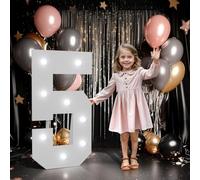 Chiffres de marquise décoratifs pour le 5e anniversaire : Ballon lumineux de 0,91 m pour fête de 5 ans, grand, pour fille ou garçon, anniversaire en mousse, panneau mural, numéro 5