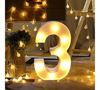 Chiffres LED - Chiffres lumineux - Chiffres lumineux - 0 1 2 3 4 5 6 7 8 9 - Lumière blanche chaude - Décoration de fête d'anniversaire et Mariage(3)