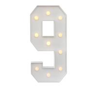 Chiffres lumineux à LED - 100 cm - Grand nombre avec ampoules - 0, 1, 2, 3, 4, 5, 6, 7, 8, 9 - Avec boîtier à piles - 2000-3000 K - Pour remises de diplômes, mariages (9)