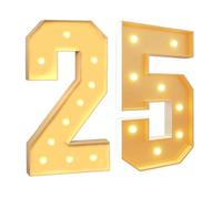 Chiffres lumineux pour décoration de fête, lumières géantes à DEL en mosaïque - Panneau en mousse prédécoupé pour Saint-Valentin, anniversaire, Noël, Nouvel An - 100 cm - Numéro 25