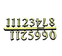 Chiffres pour horloge autocollants en plastique noir et doré - Chiffres romains - Points et barres, Gold Numbers 12mm High
