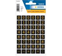 HERMA 4131 Lot de 96 autocollants numérotés dorés gaufrés de 0 à 9, 13 x 13 mm, grand chiffre, chiffres adhésifs, numéros, numéros de maison, en film plastique à coller, noirs