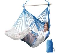 Chihee Fauteuil Hamac en Coton Tissé à la Main Sièges Suspendus à Cordes 240 cm avec Barre D'écartement Métallique Robuste Amovible Siège en Filet Respirant Facile à Transporter Sac de Rangement
