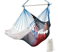 Chihee Fauteuil Hamac en Coton Tissé à la Main Sièges Suspendus à Cordes 240 cm avec Barre D'écartement Métallique Robuste Amovible Siège en Filet Respirant Facile à Transporter Sac de Rangement