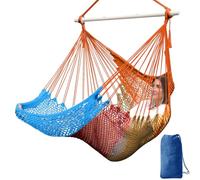 Chihee Fauteuil Hamac en Coton Tissé à la Main Sièges Suspendus à Cordes 240 cm avec Barre D'écartement Métallique Robuste Amovible Siège en Filet Respirant Facile à Transporter Sac de Rangement