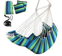 Chihee Sièges Suspendus Chaise Hamac Balançoire Suspendue Coussins de Repose-Pieds Sangle de Suspension Mousqueton Inclus,Barre d'écartement en métal Repliable Coton Doux tissé Poche latérale