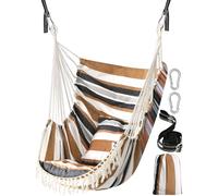 Chihee Sièges Suspendus Chaise suspendue Hamac 2 oreillers Inclus,Sangles et crochets solides pour une suspension facile suspendue en coton doux Poche de côté ensemble de chaises à pampilles Confort