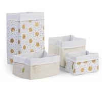 Childhome Boîte de rangement blanche à pois dorés, 29x32x32cm
