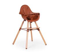 CHILDHOME, Chaise Haute Bébé/Enfant, Evolutive, Dès 6 Mois, Réglable En Hauteur, Harnais 5 Points, Nombreux Accessoires, Compatible Avec Transat Naissance Evolu, Bois De Hêtre, Evolu 2, Terracotta
