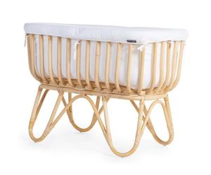 Childhome Coucher Rattan Rectangulaire 90X50 + Matelas + Jersey Couverture Blanc Ancien ; Crratsqc