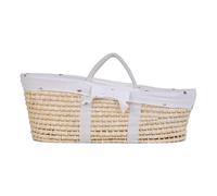 CHILDHOME, Couffin Osier pour bebe, Panier Moise en Feuille de Maïs, Matelas Inclu, Avec Poignées, Habillage Jersey Hearts