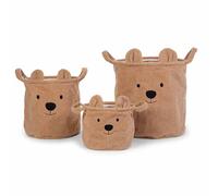 Childhome - Lot de 3 paniers de rangement Teddy beige