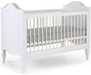 CHILDHOME Romantic White - Lit d'enfant - 70x140 cm massif en pin véritable blanc Hauteur réglable Lit évolutif avec sommier à lattes et barrière de sécurité amovible