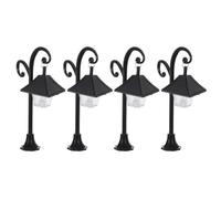 CHILDWEET 4 Pièces Lampadaire Miniature Vintage Taille 14,3x8x4,4cm pour Maison de Poupée Éclairage LED Réaliste, Matériau Abs Noir pour Maquettes de Rue et Cour