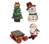 CHILDWEET 4 Pièces Ornement de Noël en Résine Miniature | Décoration Compacte, Ambiance Festive, pour Bac à Reptiles et Salon, Formes Sapin Père Noël Bonhomme Traîneau Plusieurs