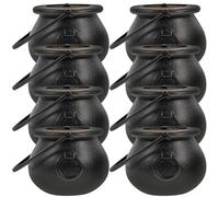 CHILDWEET 8 Pièces Chaudron de Sorcière Poignée Noir en Plastique | Ambiance Halloween, Seau à Bonbons Halloween, Accessoire Portable pour Fêtes, Tables, Sachets de Friandises et Vitrines