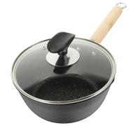 CHILDWEET Casserole en Aluminium Moulé D'une Pièce en Pierre Médicale 18 Cm Antiadhésive avec Couvercle, Marmite à Lait et Soupe Couleur Aléatoire pour Cuisiner Quotidien