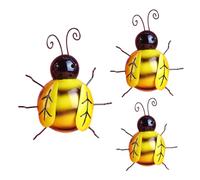 CHILDWEET Décoration Murale Ornement Unique et Délicat 3pcs Abeille en Fer Jaune pour Intérieur et Extérieur, Maison Jardin