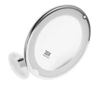 CHILDWEET Miroir de Maquillage Grossissant 10x Rotatif LED Ventouse | ABS et Verre, Modèle Argenté de Bureau, Fonctionne 3 Piles Aaa Non Fournies