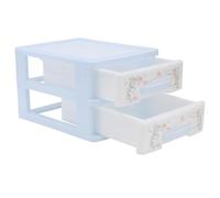 CHILDWEET Organisateur Cosmétique Bleu en Pp à Deux Couches Tiroirs, Résistant aux Rayures, pour Maquillage et Cotons-tiges sur Coiffeuse ou Bureau