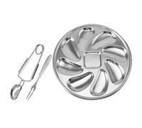 CHILDWEET Plat à Huîtres Fourchette et Pince, Service Polyvalent en Acier Inoxydable Résistant Corrosion Élégant et Robuste pour Fruits de Mer à Usage Domestique ou Événementiel