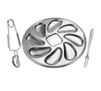 CHILDWEET Plateau à Huîtres Service Polyvalent Fourchette et Pince en Acier Inoxydable Argenté pour Fruits de Mer, pour Usage Commercial et Occasions Spéciales