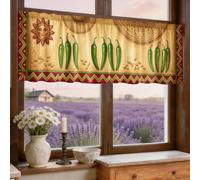 Chili Rideaux de cuisine mexicaine traditionnelle en forme de pot de feuilles d'été pour buanderie, évier, couloir, appartement, décoration de fenêtre, 45,7 x 132,7 cm