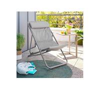 Hespéride Chilienne de jardin MIRAEL empilable pliable 3 positions Acier traité époxy Noisette/Café