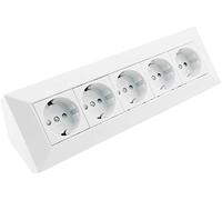 ChiliTec Bloc multiprise 5 Prises de Cuisine 250 V ~ 5 Prises de Contact de Protection pour Cuisine, Bureau, Atelier, Blanc