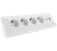 ChiliTec Bloc multiprise d'angle 4 prises avec USB-A USB-C PD pour bureau, cuisine, atelier, blanc