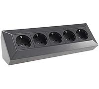 ChiliTec Bloc multiprises d'angle à 5 prises - Multiprise pour cuisine, bureau, atelier - Montage en surface et en saillie - Anthracite