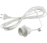 ChiliTec Douille E27 de 3,4 m de câble avec interrupteur, interrupteur à cordon, anneau de montage pour lampadaires et suspensions, abat-jour en papier, lampes en forme d'étoile, blanc