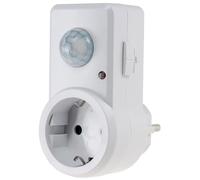 ChiliTec - Prise avec détecteur de mouvement - Portée : 120 °, 9 m - 1200 W, 230 V - Temps de commutation réglable : 10 secondes - 15 min - Sensibilité réglable - Blanches