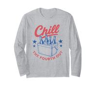 Chill The Fourth Out Vintage Red White Blue Cooler Beer, États-Unis Manche Longue
