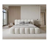 Chilly. Design Lit Stone 180 x 200 - Lit Coffre Rembourré - 2 Personnes - Revêtement Élégant Tissu Velours Velluto Beige