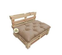 chilly pilley Coussin Palette EU résistant aux UV Flocons De Mousse pour Jardin Canapé/Coussin Dossier Siège Latéral Set Plusieurs Couleurs et Tailles 120x60x12 Caramel