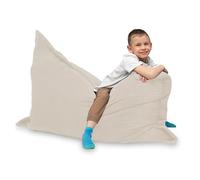 chilly pilley® Pouf Géant L XL XXL Velours Côtelé - Déhoussable - Rembourré - Doux Pouf Salon, Chambre, Enfants & Adultes 180x140 Couleur Crème