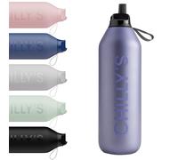 Chilly’s Gourde Series 2 Flip avec Bouchon Sport - Bouteille Isotherme en Inox avec Paille, Anse & Brosse de Nettoyage - Sans Condensation - 1000ml - Lavender