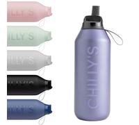 Chilly’s Gourde Series 2 Flip avec Bouchon Sport - Bouteille Isotherme en Inox avec Paille, Anse & Brosse de Nettoyage - Sans Condensation - 500ml - Lavender