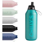 Chilly’s Gourde Series 2 Flip avec Bouchon Sport - Bouteille Isotherme en Inox avec Paille, Anse & Brosse de Nettoyage - Sans Condensation - 500ml - Atlantis
