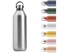 Chilly's Gourde Series 2 - Bouteille Isotherme en Inox avec Collerette Souple & Anse - Thermos pour Boissons Chaudes & Froides - Étanche, Sans Condensation - Stainless Steel, 1000ml