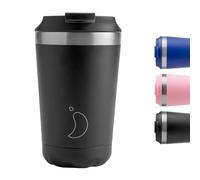 Chilly's Mug Original Séries - Tasse Isotherme pour Boissons Chaudes et Froides - Mug de Voyage Étanche avec Couvercle - Acier Inoxydable à Double Paroi Sous Vide - Monochrome Black, 340ml
