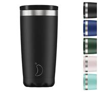 Chilly's Original Tasse à Café - Tasses de Voyage Réutilisables avec Couvercle - Pour Boissons Froides/Chaudes - Tasse Isotherme à Double Paroi Isolée Sous Vide - 500ml - Noir Monochrome