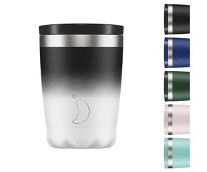 Chilly's Original Tasse à Café - Tasses de Voyage Réutilisables avec Couvercle - pour Boissons Froides/Chaudes - Tasse Isotherme à Double Paroi Isolée sous Vide - 340ml - Dégradé Monochrome