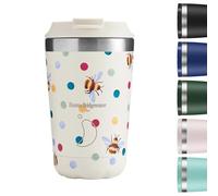 Chilly's Original Tasse à Café - Tasses de Voyage Réutilisables avec Couvercle - Tasse Isotherme à Double Paroi Isolée Sous Vide - Acier inoxydable - 340ml - Polka Dot & Bees