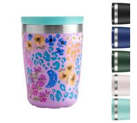 Chilly's Original Tasse à Café - Tasses de Voyage Réutilisables avec Couvercle - Tasse Isotherme à Double Paroi Isolée sous Vide - Acier Inoxydable - 340ml - Leopard Blossom