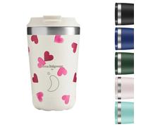 Chilly's Original Tasse à Café - Tasses de Voyage Réutilisables avec Couvercle - Tasse Isotherme à Double Paroi Isolée Sous Vide - Acier inoxydable - 340ml - Pink Hearts
